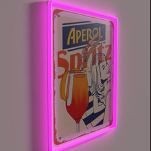 Charger l&#39;image dans la galerie, Vibrant neon art print of Aperol Spritz cocktail recipe design