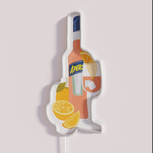 Colorful Neon Sign Brightening Bars with Vibrant Aperol Spritz Theme