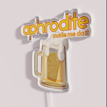 Charger l&#39;image dans la galerie, Sexy neon wall decor with Aphrodite-inspired phrase in colorful lights.