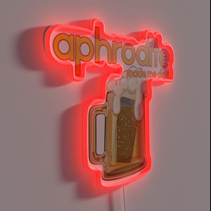 Romantic humor warning sign with vibrant RGB neon lighting glow.