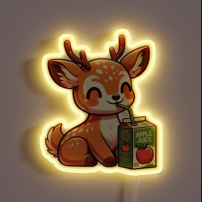 Colorful deer illuminates the bar with apple juice theme ambiance.