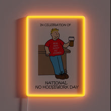 Charger l&#39;image dans la galerie, Colorful neon decoration celebrating carefree National No Housework Day spirit.
