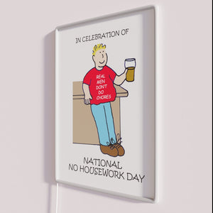 Vibrant RGB Neon Sign Celebrating National No Housework Day on April Seventh