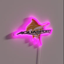 Charger l&#39;image dans la galerie, Vibrant RGB Neon Sign Featuring an Aquasport Boat Fishing Emblem