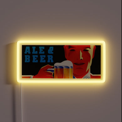 Vintage Art Deco Ale Sign, 1930s Style Neon RGB Lighting