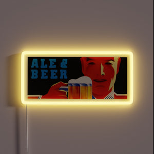 Vintage Art Deco Ale Sign, 1930s Style Neon RGB Lighting