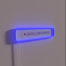 Charger l&#39;image dans la galerie, RGB neon sign indicating Asheville location in stylish modern letters
