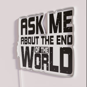 Glowing apocalyptic decor warning sign for those who dare question fate