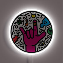 Charger l&#39;image dans la galerie, ASL I Love You pop art neon sign with white LED border