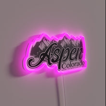 Charger l&#39;image dans la galerie, Colorful neon sign featuring whimsical mountain town beer and wine motto