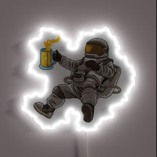 Charger l&#39;image dans la galerie, Galactic brewery neon sign in vibrant RGB colors illuminates space scene.