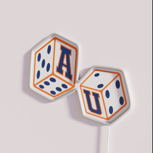 Vibrant Auburn University themed beer die party decor neon signage
