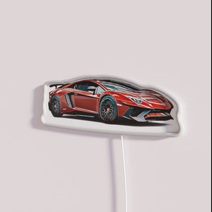 Unique Cartoon LED Neon Sign for Lamborghini Aventador SV Enthusiasts Only