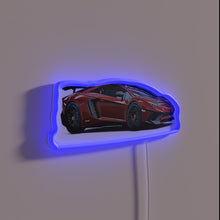 Charger l&#39;image dans la galerie, Lamborghini Aventador SV neon sign with colorful cartoon design lighting.