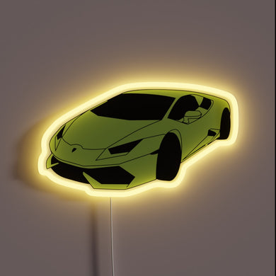 Luxurious Lamborghini neon sign with vibrant RGB color effects.