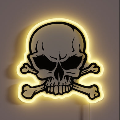 Glowing skull and crossbones neon sign – bold, edgy, and perfect for a rebellious vibe.