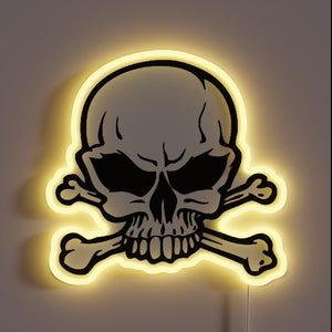 Glowing skull and crossbones neon sign – bold, edgy, and perfect for a rebellious vibe.