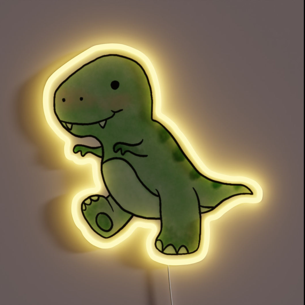 Adorable baby T-Rex neon sign – perfect for kids' rooms or dino lovers who like their prehistoric with a touch of cute! 🦖✨