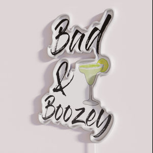 Vibrant Neon Bar Sign with Bad and Boozy RGB Lighting