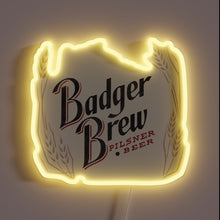 Charger l&#39;image dans la galerie, Vintage retro Badger State brewery advertisement in glowing RGB neon