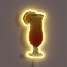 Charger l&#39;image dans la galerie, Neon sign of a Bahama Mama cocktail with orange slice garnish, glowing in yellow.

