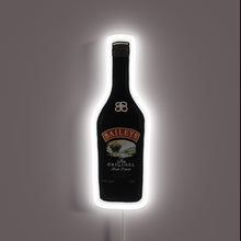 Charger l&#39;image dans la galerie, Neon sign of a Baileys Irish Cream bottle with a white glowing outline.
