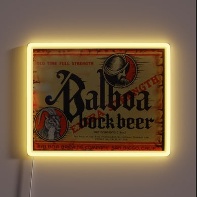 Vintage Inspired Balboa Bock Beer Distressed Neon Sign Bar Decor
