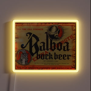 Vintage Inspired Balboa Bock Beer Distressed Neon Sign Bar Decor