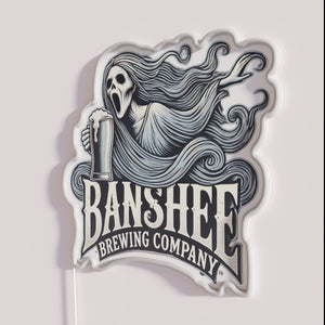 RGB LED Spooky Sign with Customizable Banshee Brewing Company Logo Design