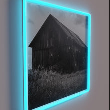 Charger l&#39;image dans la galerie, Rustic Abstract Art Canvas Print with Neon Accent Sign