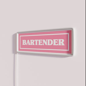 Bright bartender signs with customizable RGB color changing neon lighting accents