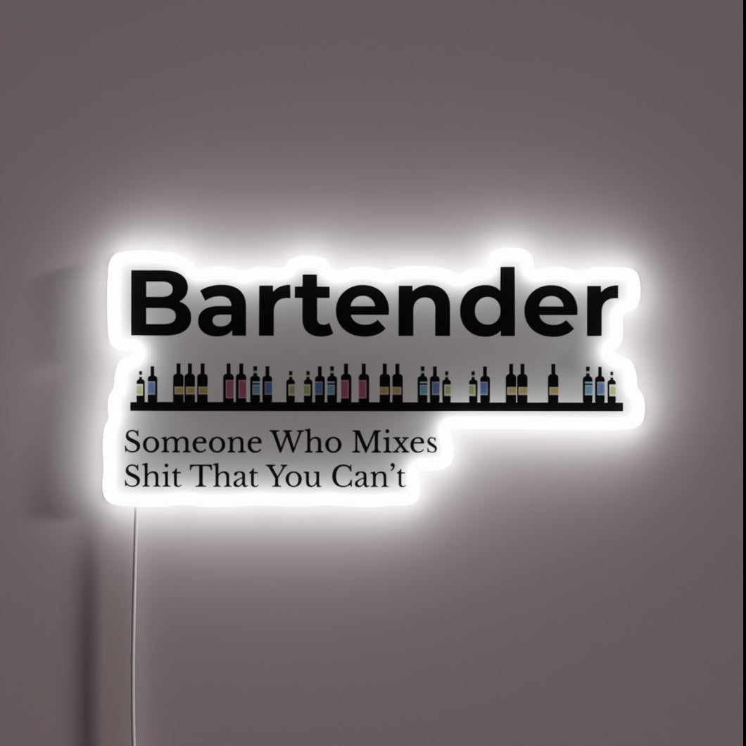 Neon Sign for Bar Decor: Bartender Master of Colorful Cocktails