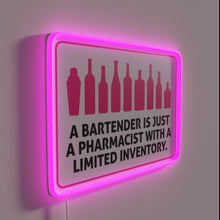 Charger l&#39;image dans la galerie, Bartender wisdom meets medical insight in a colorful neon glow