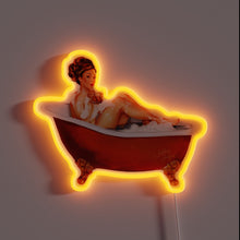 Charger l&#39;image dans la galerie, Retro-Style Neon Sign Featuring Pin-Up Girl in Soaking Bliss