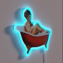Charger l&#39;image dans la galerie, Vintage Pin-Up Girl Relaxing in Tub with Cocktail Illuminated Sign