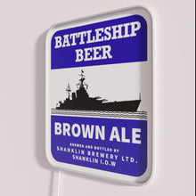 Charger l&#39;image dans la galerie, Vibrant neon beer bar decor with Battleship Beer Brown Ale sign