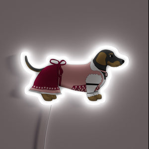 Bavarian-inspired collectible dog figurine with vibrant neon LED lighting accents