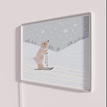 Charger l&#39;image dans la galerie, Colorful neon snowboarder bear winter sports themed wall decoration lighting.