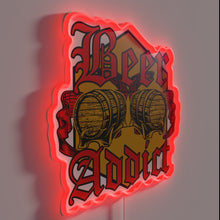 Charger l&#39;image dans la galerie, RGB neon beer addiction wall art for bar enthusiasts