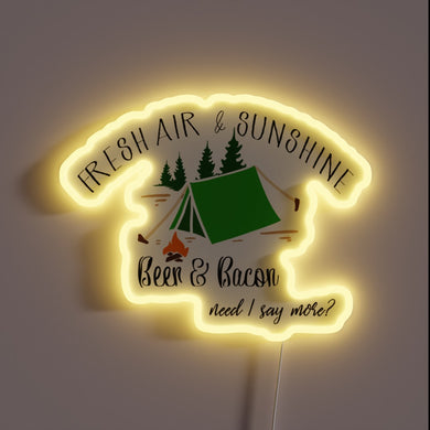 Vintage Beer and Bacon Themed Neon Sign with RGB Lighting
