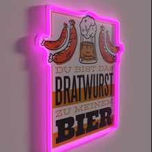 Charger l&#39;image dans la galerie, Colorful beer and bratwurst themed neon bar pub decoration sign.