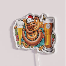 Charger l&#39;image dans la galerie, Vibrant neon beer and sausage restaurant decor lighting signage