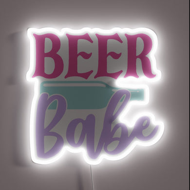 Vibrant LED neon sign featuring a seductive beer babe design.