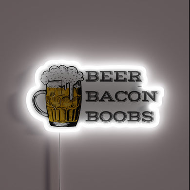 Vibrant Neon Sign Featuring Cheeky Beer, Bacon, and Ladies Motif.