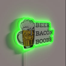 Charger l&#39;image dans la galerie, Neon Beer Bacon and Boobs Wall Decor Sign Art