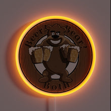 Charger l&#39;image dans la galerie, Retro-style illuminated sign featuring a bear and beer logo.