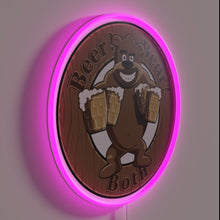Charger l&#39;image dans la galerie, Neon Beer Sign Featuring a Beer Loving Brown Bear Character