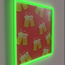Charger l&#39;image dans la galerie, Neon bar decor featuring colorful &#39;BEER&#39; letters in RGB lights.