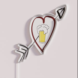 Vibrant LED beer neon bar decor with love message