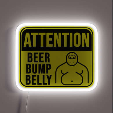 Neon Sign featuring a humorous depiction of a beer belly glow.